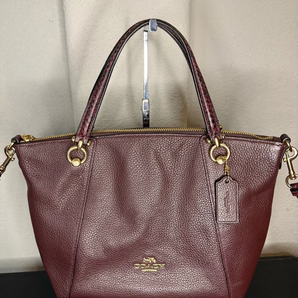 COACH Women's Kacey Satchel Crossbody Purse Cranberry Leather C6229 - Picture 3 of 12